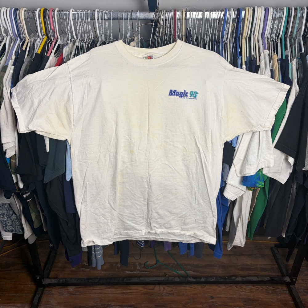 Vintage Fruit of the Loom Magic 93 Radio Station T-Shirt XL White Promo Tee